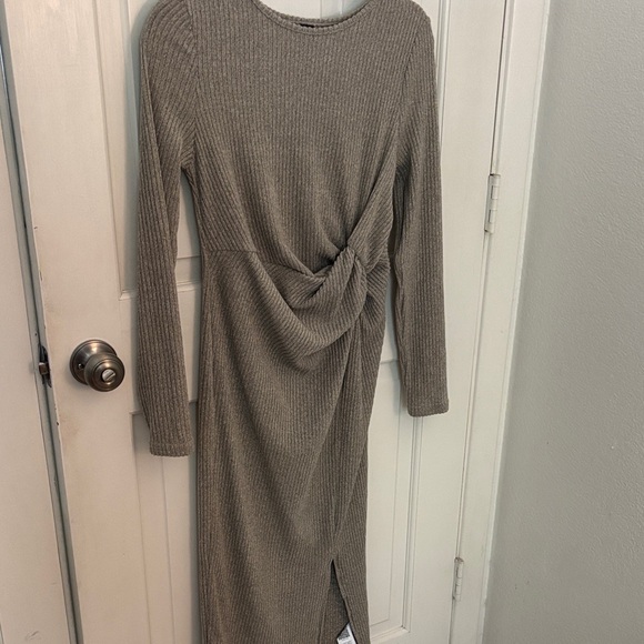 SHEIN Dresses & Skirts - SHEIN Long Sleeve Knotted Dress in Taupe